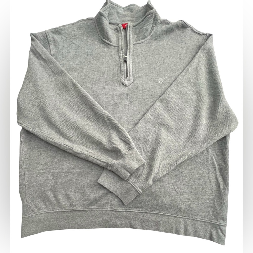 Izod Men's Gray Quarter Zip Pull Over Cotton Sweater, Size XXL